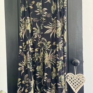 Briggs New York Black Maxi Skirt with Green and Cream Floral Print